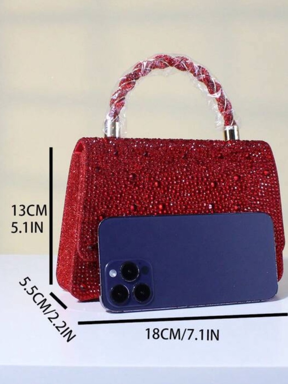 Elegant Sequin Top-Handle Bag in Fuchsia Pink - Picture 13 of 16